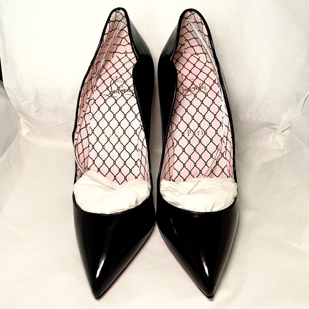 Christian Louboutin HotChick 100mm. Black patent Lin Resille edition. EU38